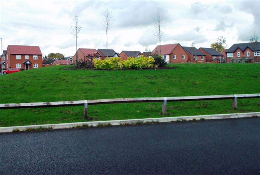 The 'incongruous' mound at the housing estate in Stockport