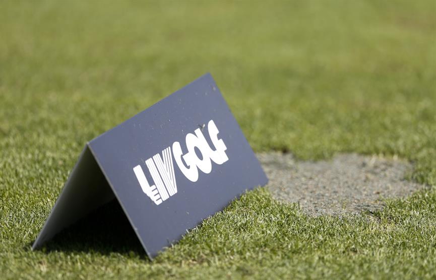 Logo of a LIV Golf tee box