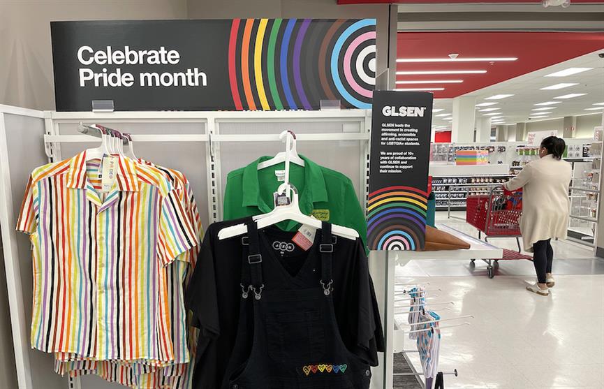 Pride apparel display at Target