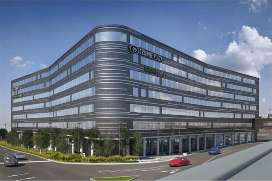 Adjoined Crowne Plaza hotel and Holiday Inn Express at Heathrow Terminal 4