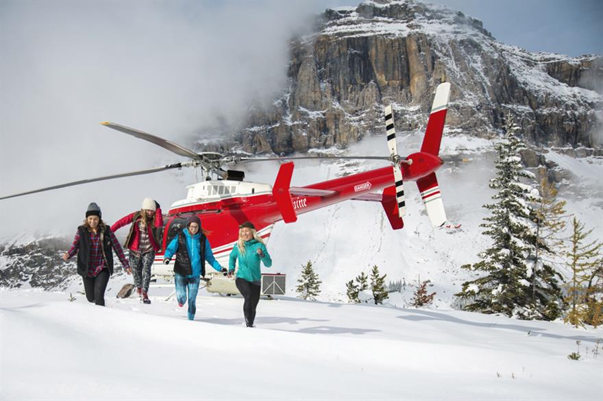 Heli-snow shoeing in Banff