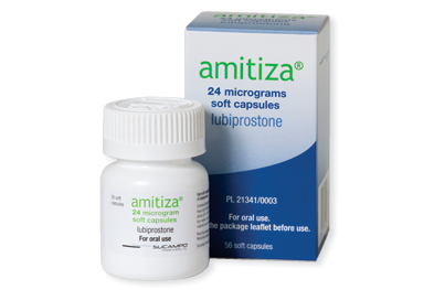 The recommended dose for Amitiza (lubiprostone) is one capsule twice daily with food for two weeks