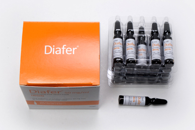 Diafer may be administered at a dose of up to 200mg, with a maximum weekly dosage of 1g.