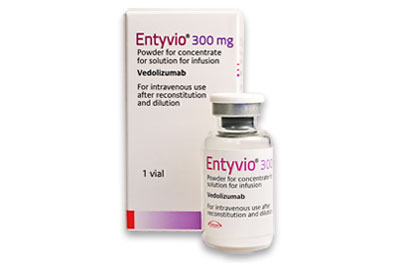 Entyvio is given as 300mg by iv inf over 30 mins at 0, 2 and 6 weeks then every 8 weeks thereafter