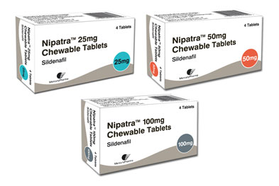 Nipatra is a mint-flavoured chewable tablet formulation of sildenafil for erectile dysfunction.