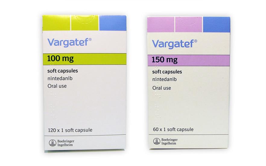 Vargatef (nintedanib) capsules are given twice daily.