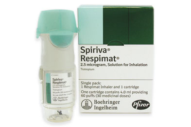 The Respimat soft-mist inhaler produces a slow-moving, long-lasting aerosol cloud.
