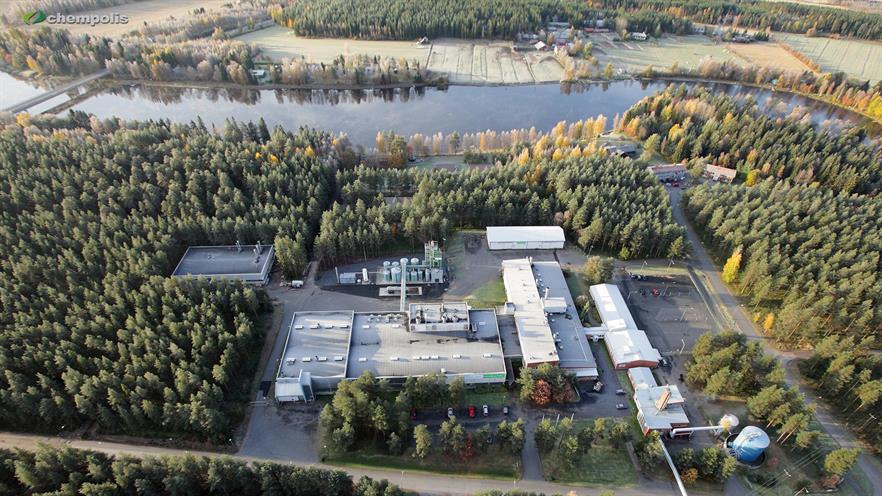 Chempolis biorefining park, aerial view, photo taken by Sampo Anttila