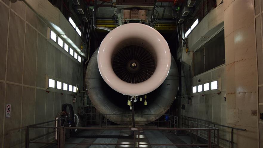 The engine being tested