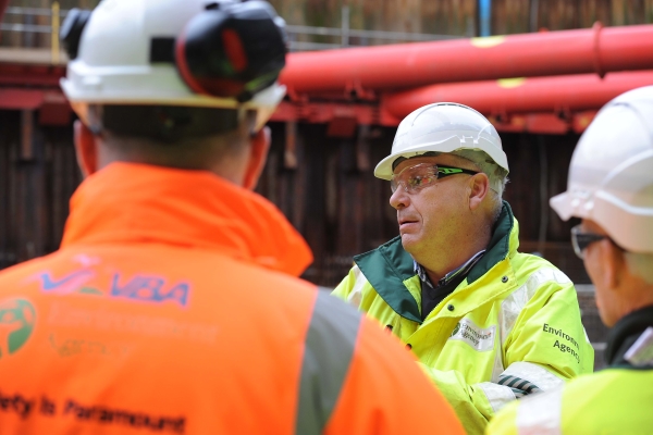 Environment Agency inspectors in action. Photograph: Environment Agency/James Fletcher