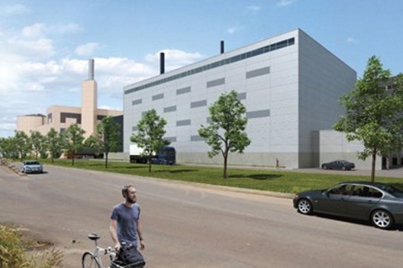 Fjernvarme Horsens' planned biomass unit, with its gas and waste-fired CHP plant in the background