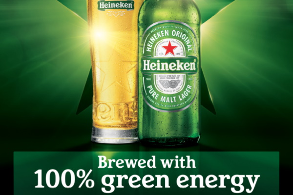 Dutch-brewed Heineken is produced entirely from renewable sources. Image: Heineken