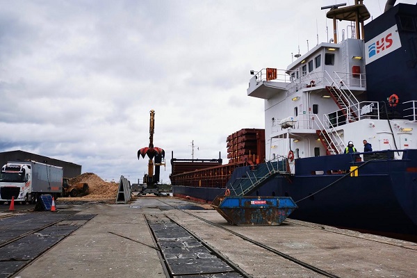 The biomass arrives in the UK