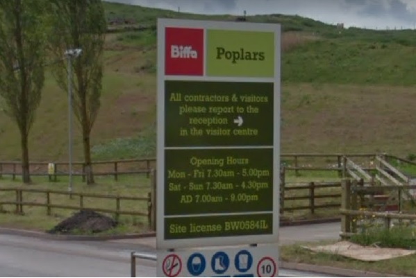 The entrance to the site, whch is also a landfill. Image copyright google.co.uk