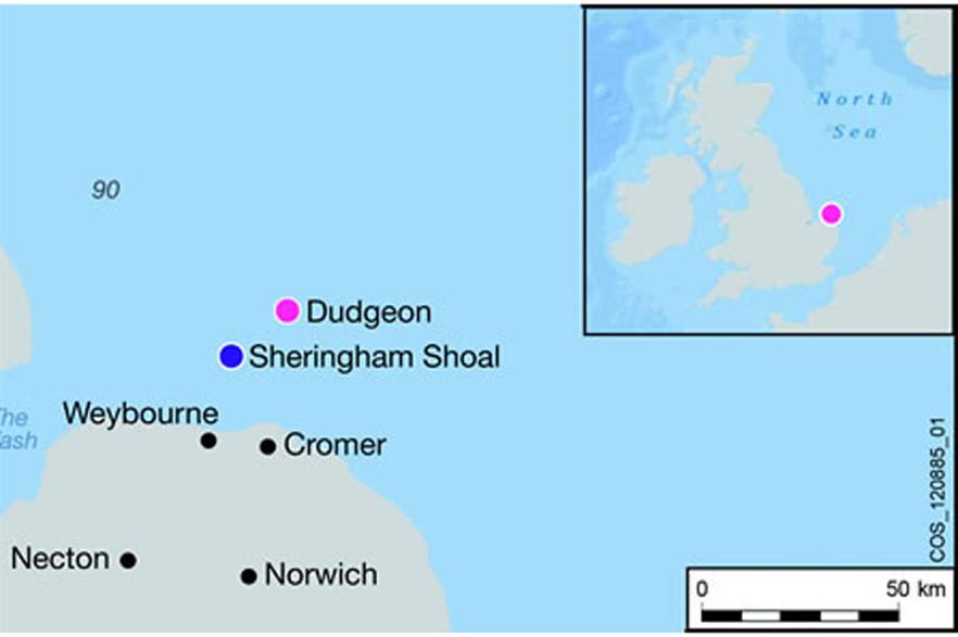 Dudgeon Offshore Wind Farm location map