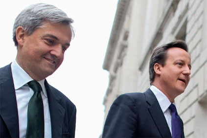 UK energy secretary Chris Huhne (left) and prime minister David Camerson