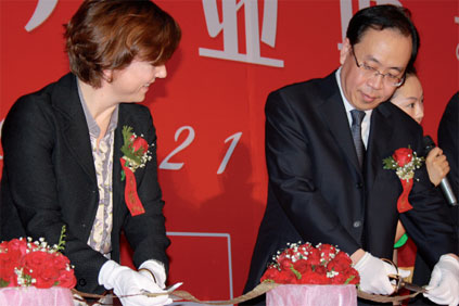 Karen Ellemann and Zhang Zong at the factory's opening ceremony at Wuquing, Tiangin