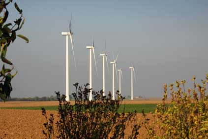 Alstom ECO 100 turbines at the Vieux Moulin wind farm in central France