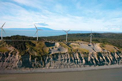 An artist's impression of a wind farm in Alaska, US