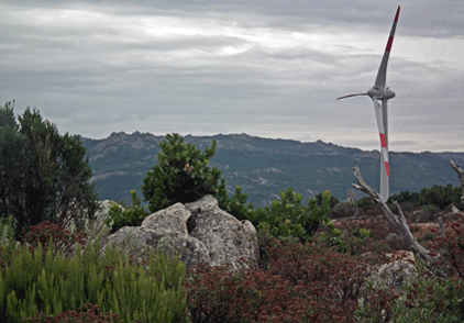 A 2MW Enercon turbine at the 138MW Buddusò-Alà dei Sardi wind farm