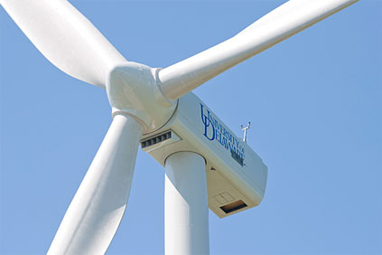 The 2MW Gamesa turbine installed on the University of Delaware's campus