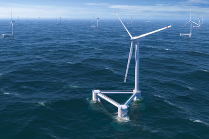 The WindFloat can be assembled near the shore and towed out to sea