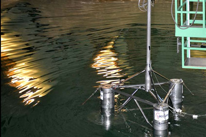 A model of Acciona's floating platform for the Bay of Biscay trial