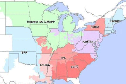 Regions included in the Eastern Wind Integration and Transmission study