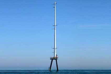 Cape Wind's meterological tower, currently the only element of the project to be installed
