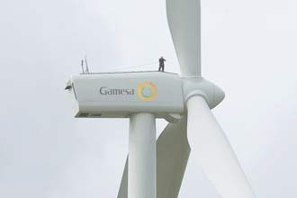 A Gamesa G88 2MW turbine. The company's Philadelphia plant will be manufacturing the new 2MW blade
