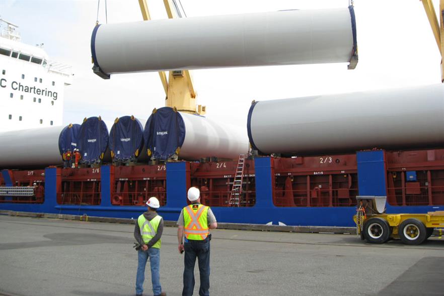 New business: Nanaimo Port started handling turbine components in June for the 99MW Cape Scott wind farm on Vancouver Island, British Columbia