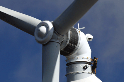 A Leitwind 1.5MW direct drive turbine at Grouse Mountain, Vancouver, Canada