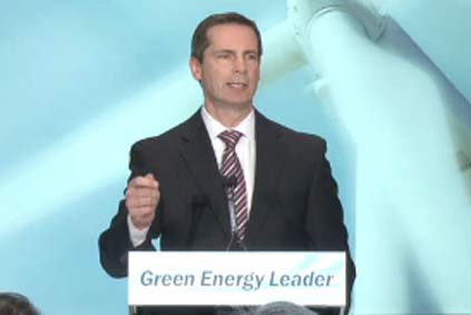 Ontario premier Dalton McGuinty: "Ontario will be the place to be for green energy jobs"