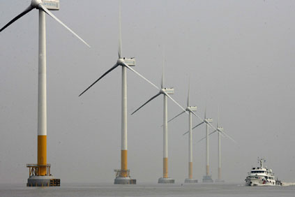 The Shanghai East Sea Bridge offshore wind farm, so far the largest pilot offshore wind farm project in the country, totalling 100MW