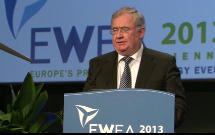 Irish energy minister Pat Rabbitte speaking at this year's EWEA conference