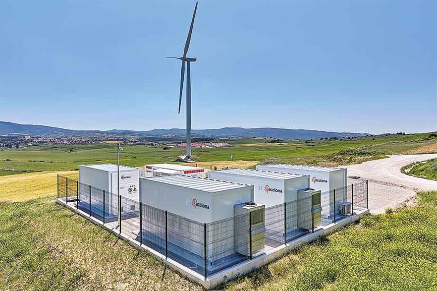 Storage pilot… A 3MW turbine is connected to a rapid-response battery and a slower version at Barasoain wind farm