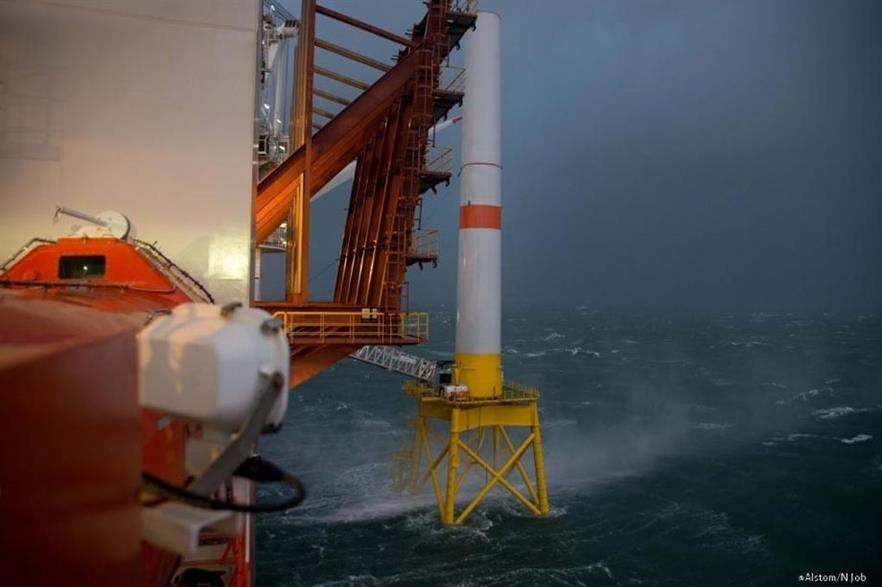 Weather conditions are currently preventing Alstom installing the blades and nacelle in the North Sea