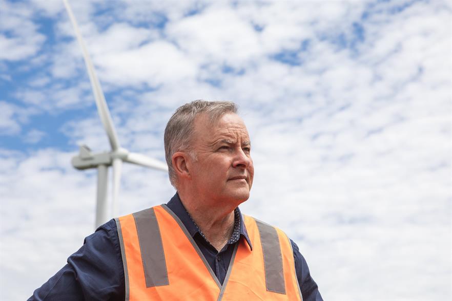 New Australian prime minister Anthony Albanese visiting a wind farm in New South Wales while on the election trail (pic credit: Anthony Albanese/Twitter)