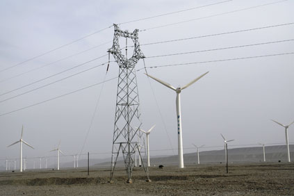 The transmission line will enable projects such as this one in Xinjiang, northern China