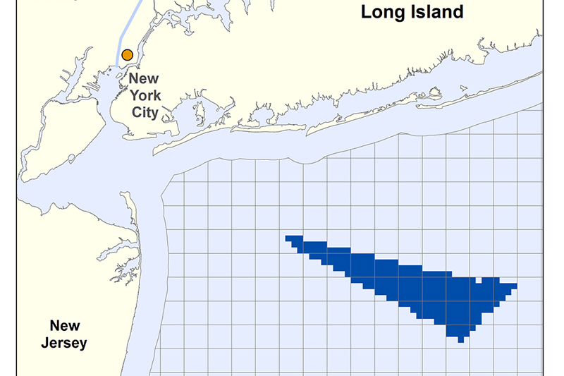 The proposed area for the development, offshore New York state