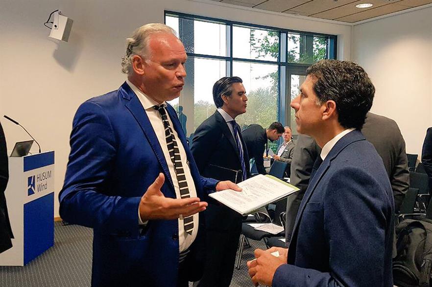 Hermann Albers (left) in talks at Husum Wind 2017 (pic: BWE)