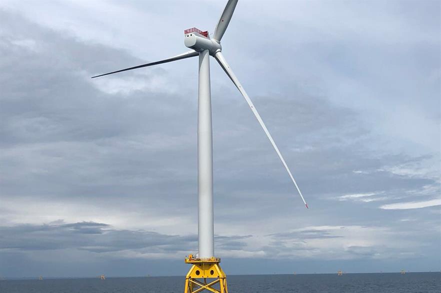 The first of 84 SWT-7.0-154 turbines has been installed off Scotland's east coast (pic: Beatrice Offshore Wind Limited)