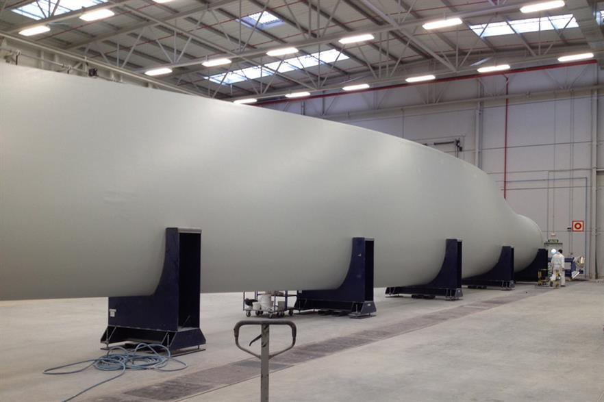 Compared to the 4.5MW blade the 5MW version is strengthened to deal with higher loads