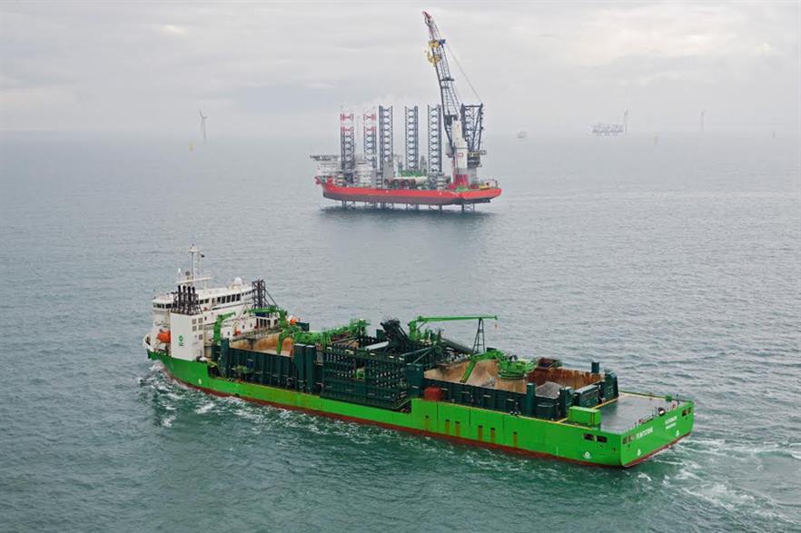The Pacific Orca (in the background) completed the installation work