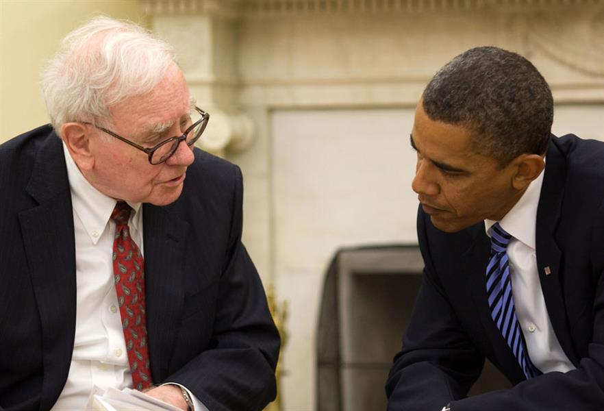 BIg hitter… Berkshire Hathaway owner Warren Buffett with US President Barack Obama