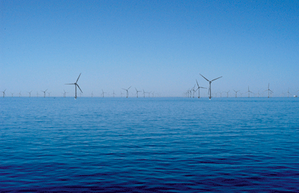 A computer-generated representation of the  Cape Wind project