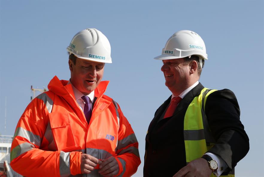 What now? Prime minister David Cameron and Siemens Energy CEO Michael Suess in Hull, where Siemens pledged to invest £160m in wind turbine production and installation facilities