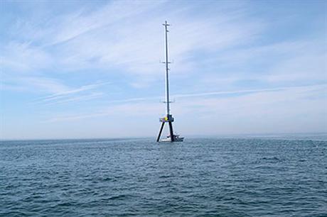 A meteorological mast in place at the site