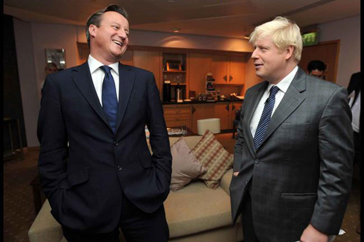 No laughing matter… Remain camp leader David Cameron and Leave figurehead Boris Johnson in happier times (pic: Conservetice Party)