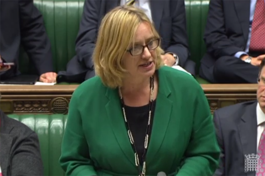 Amber Rudd speaking in Parliament today (pic: Parliament TV)